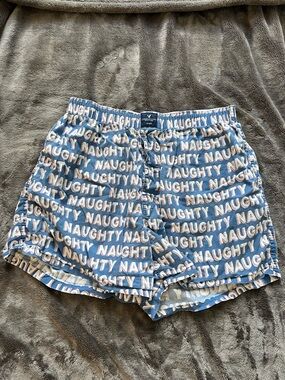 American Eagle Outfitters Blue and White Graphic Shorts